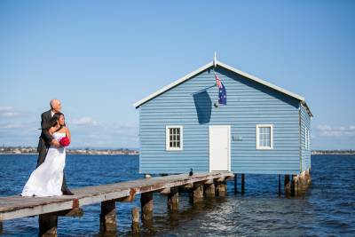 wedding blue boathouse